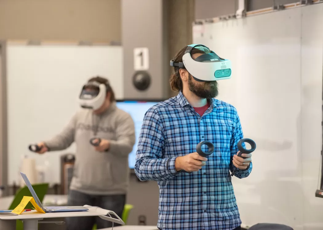 Virtual reality equipment used for a German course