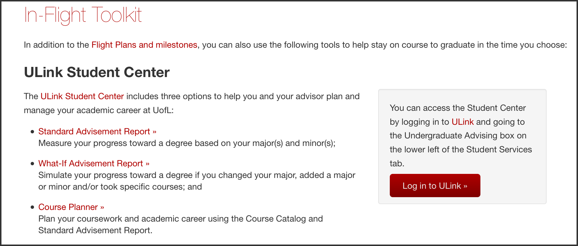 The In-Flight Toolkit can help you stay on course to graduation