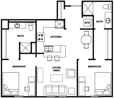 Card Towne Two Bed Two Bath