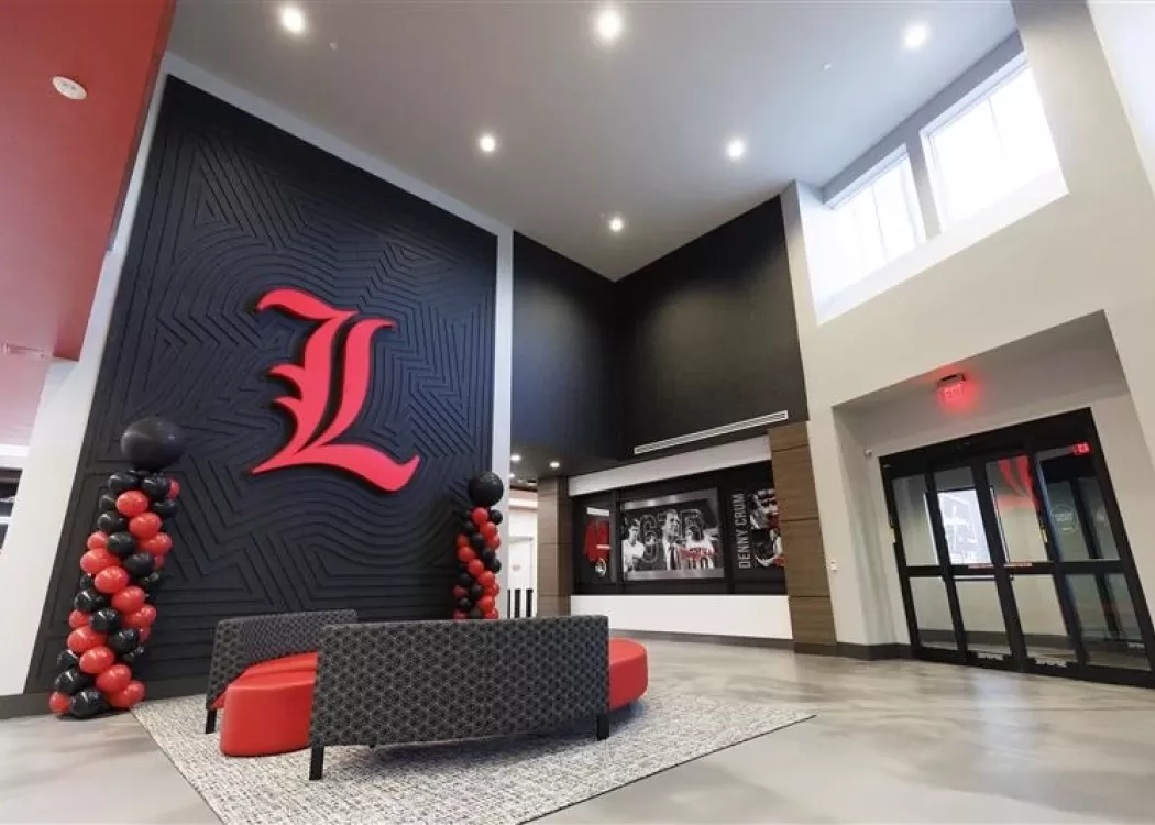 Interior photo of Denny Crum Hall student housing.