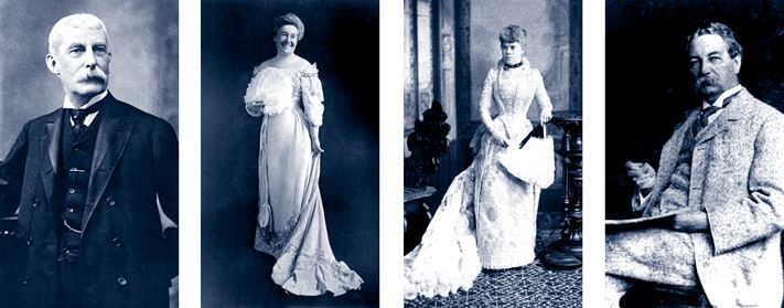 Henry Flagler and 3 other people in black & white photos