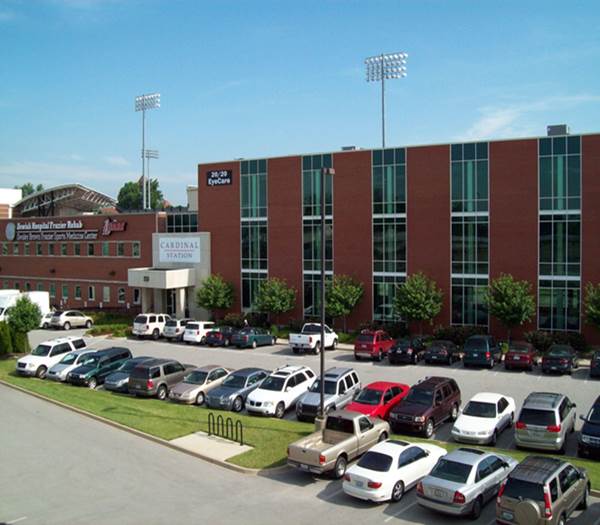 Cardinal Station Building and parking lot.